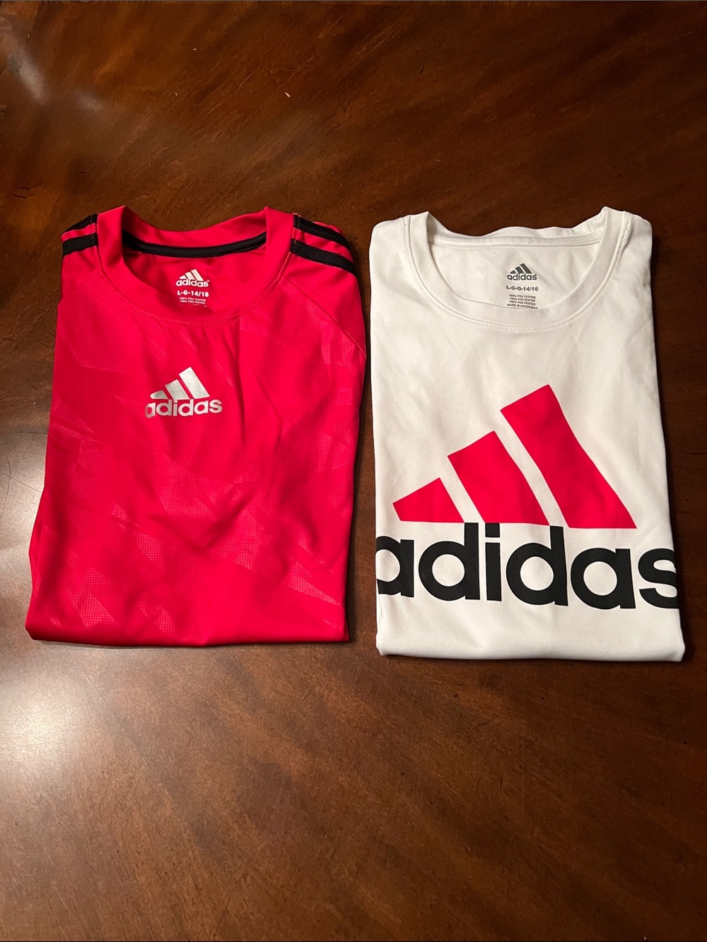 Bundle of 2 adidas Kids Short Sleeve Tees in White & Red